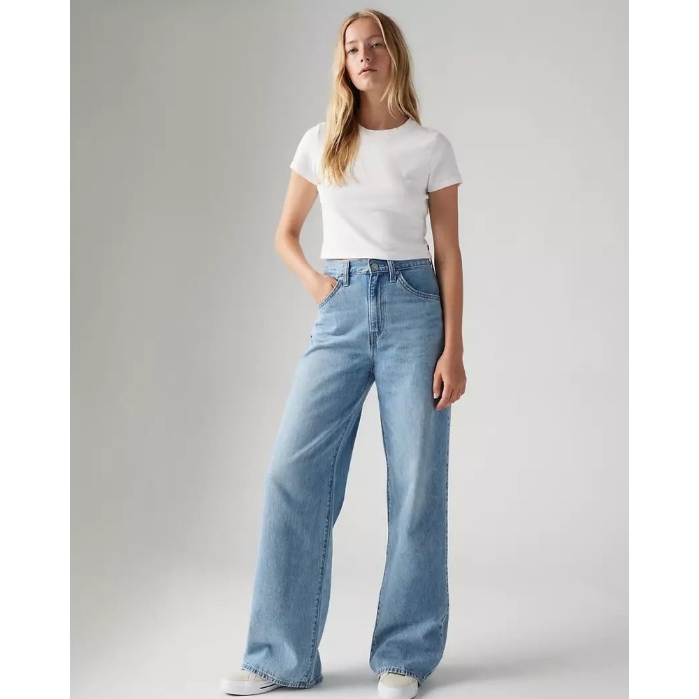 Levis Cinch Baggy Jeans Women 29 Light Blue Excellent Wide Leg High Rise Casual